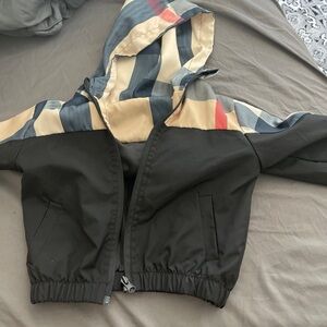 Chic Kids Raincoat with Hood - Black and Beige